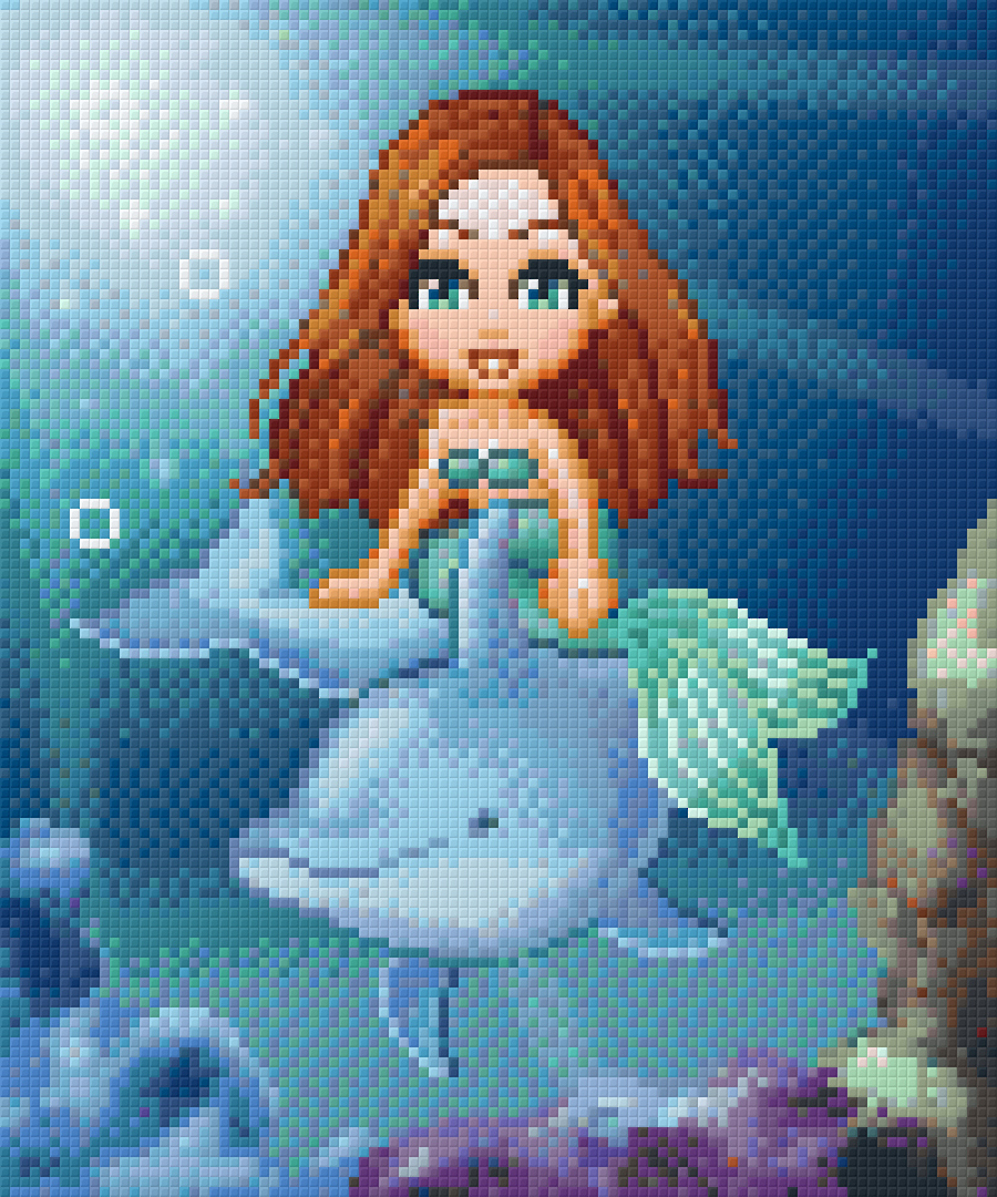 Dolphin Meets Mermaid Six [6] Baseplate PixelHobby Mini-mosaic Art Kits image 0